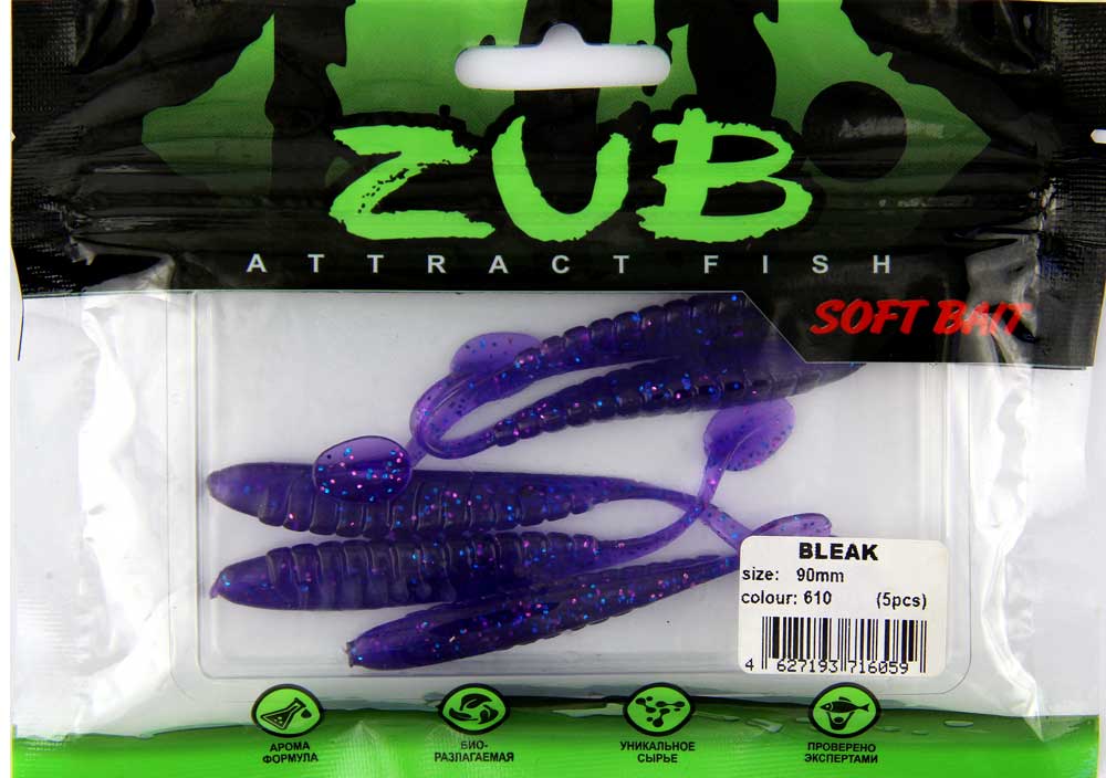 Приманка ZUB-BLEAK 90мм-5шт, (цвет 610) фиолетовый с блестками
