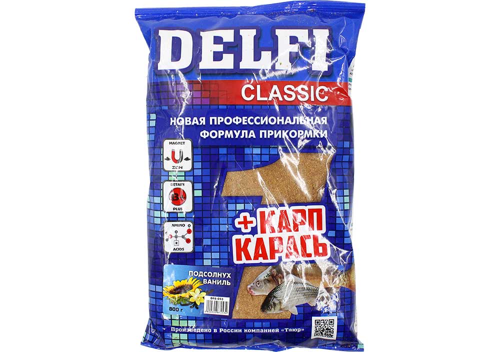 Прикормка DELFI Classic (Карп+Карась; подсолнух+ваниль, 800г) DFG-053