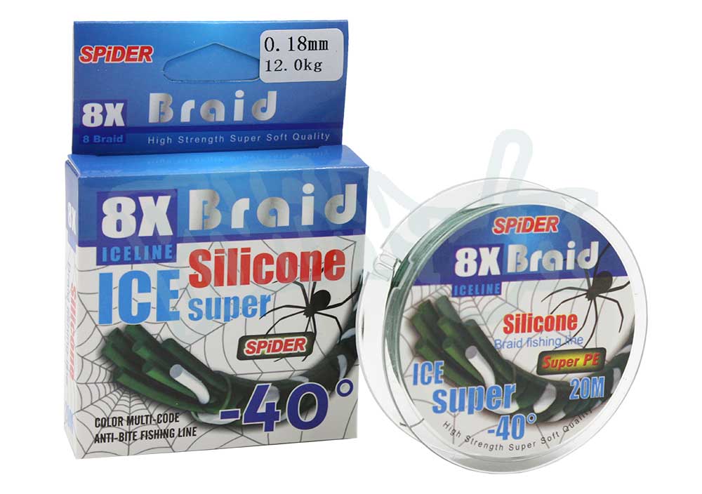 Леска плет. Spider 8X Braid Silicone ICE-40 0,25мм 20м