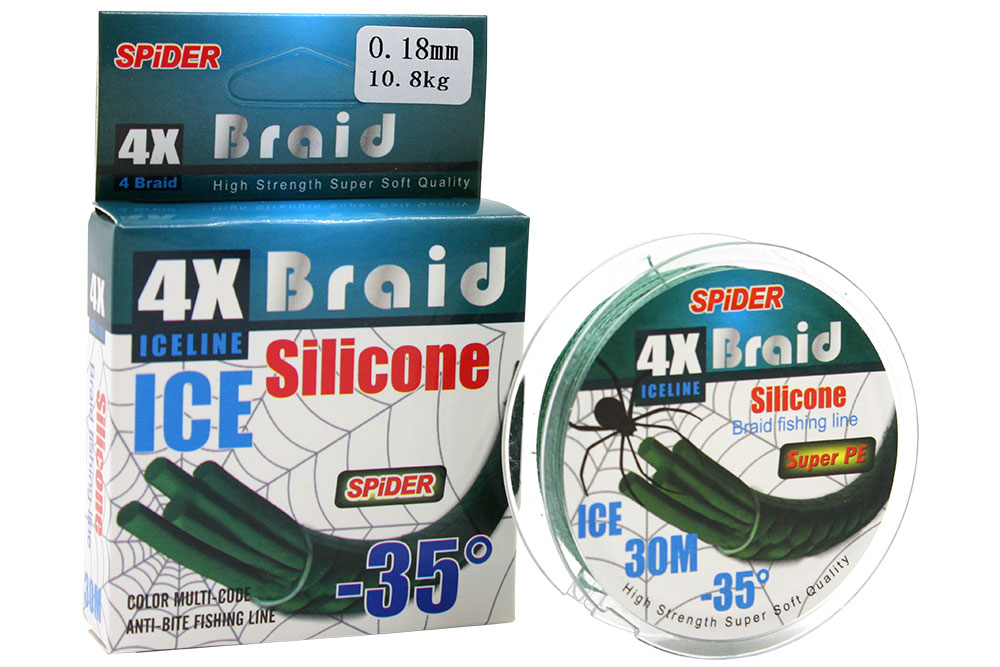 Леска плет. Spider 4X Braid Silicone ICE-35 0,18мм 30м