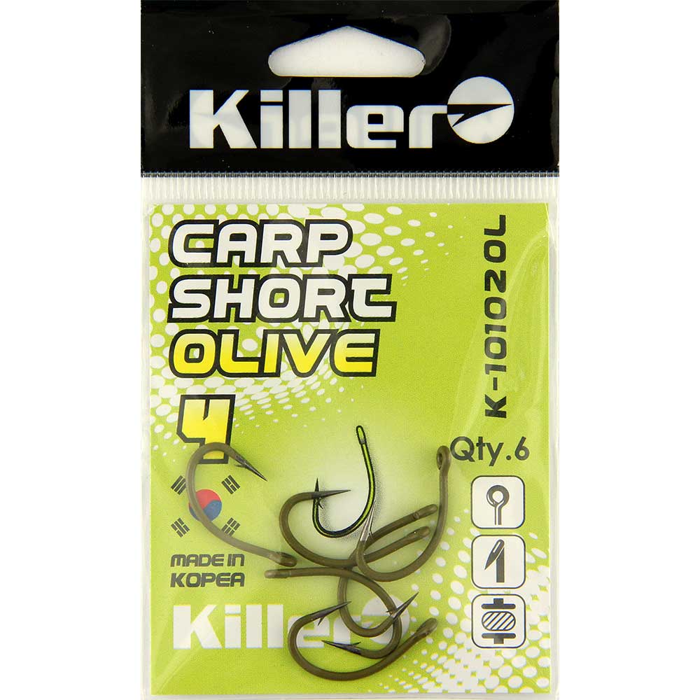 Крючки Killer CARP SHORT OLIVE №4  (10102 OL)