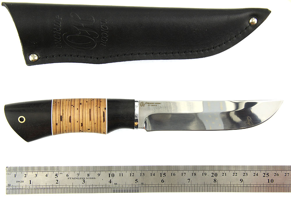 Нож Окский Ласка ст.65х13 Граб+береста (4641)