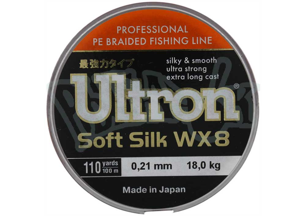 Леска плетенка ULTRON WX 8 Soft Silk 100м(0.21мм) 18кг, оранж.