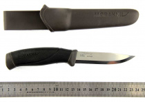 Нож Morakniv Companion Anthracite , нерж.сталь, прорезин.рукоять с черными накладками 13165