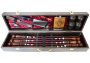 Подарочный набор шампуров с деревянной ручкой в чемодане из кожи (6шт)